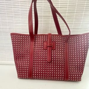 J. McLaughlin Red Leather Tote Bag